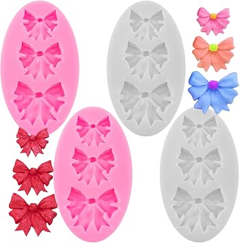 4PCS Bow Fondant Mini Mold - Silicone Mold for Chocolate, Cookies, Cake Decorating & Cupcake Toppers