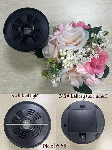 Miniatura 5 de Arreglo floral artificial, rosa, vegetación, flor falsa con luz LED RGB, decoración del hogar, lámpara de flor de rosa, regalo para mujeres, día de