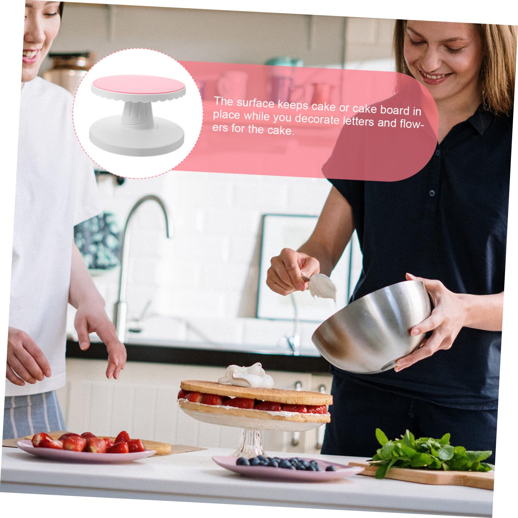 GLEAVI Plateau à Gâteau Rotatif Ajustable Pente pour Décoration de Gâteaux Outil de Pâtisserie et Facile à Nettoyer Rose