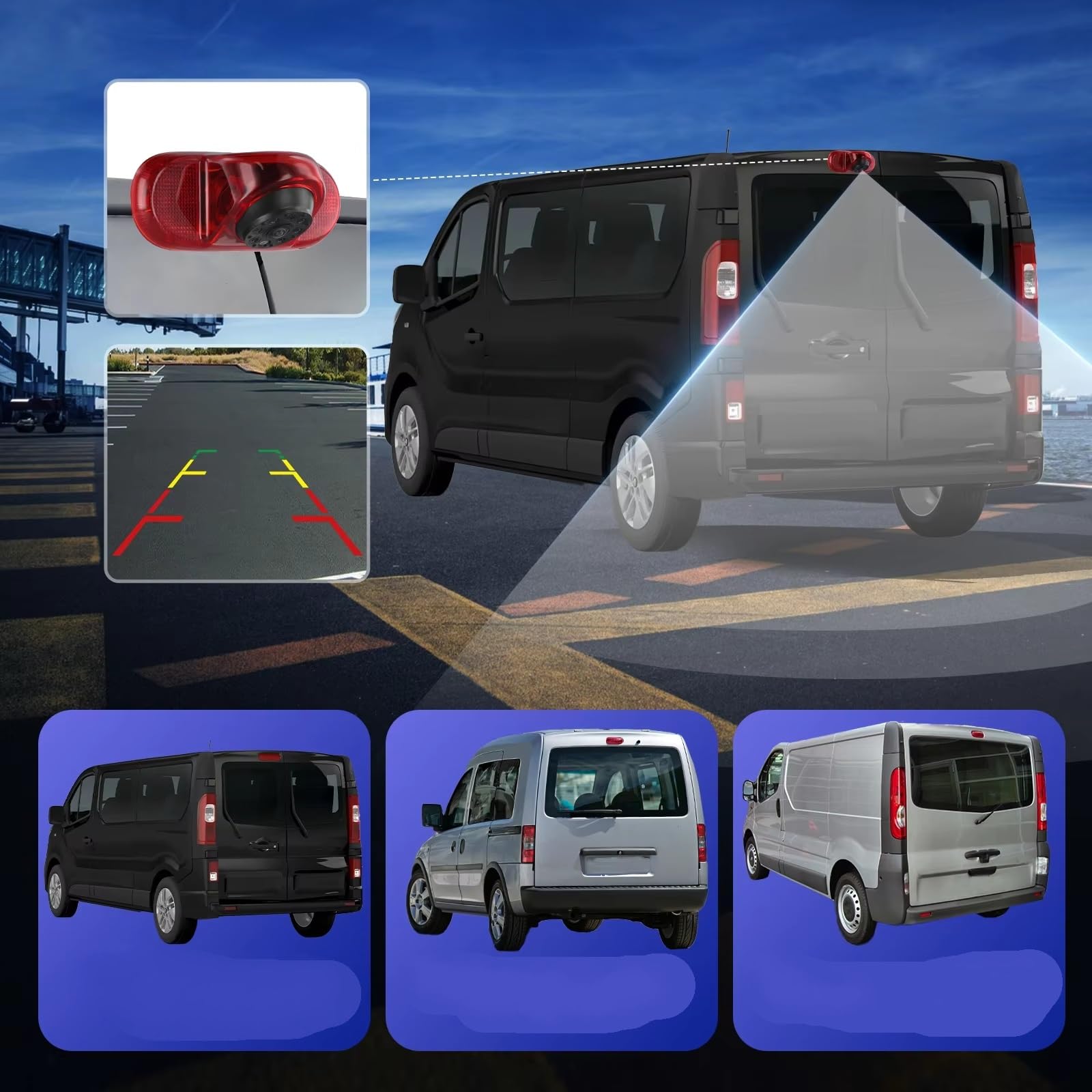 Sistema monitoreo estacionamiento Luz De Freno Nocturna para Cámara Visión Trasera De Marcha Atrás para Trafic 2001-2014 para Trafic para Combo 2001-2011 Cámara Trasera para automóviles