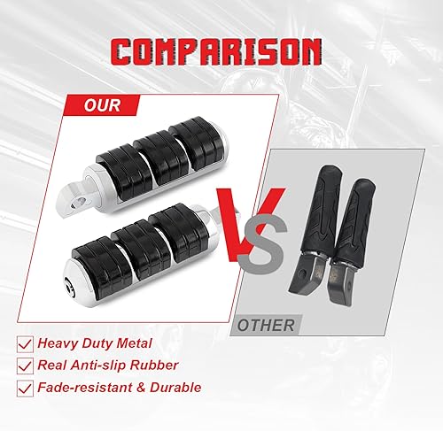 Miniatura 4 de INNOGLOW Estriberas de motocicleta Estriberas antivibración Estriberas de carretera clavijas de montaje macho para Harley Davidson Sportster Yamaha