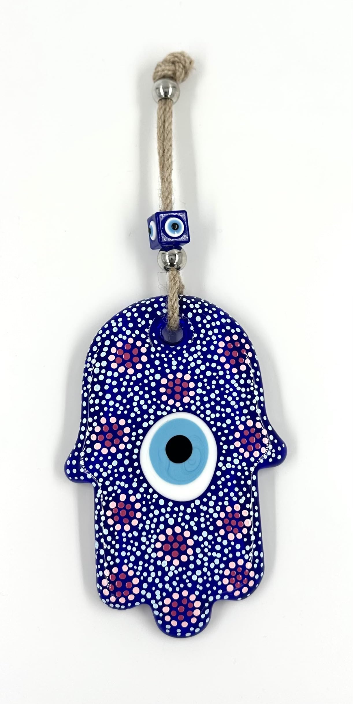 Décoration en verre contre le mauvais œil bleu - Amulette murale et breloque maison