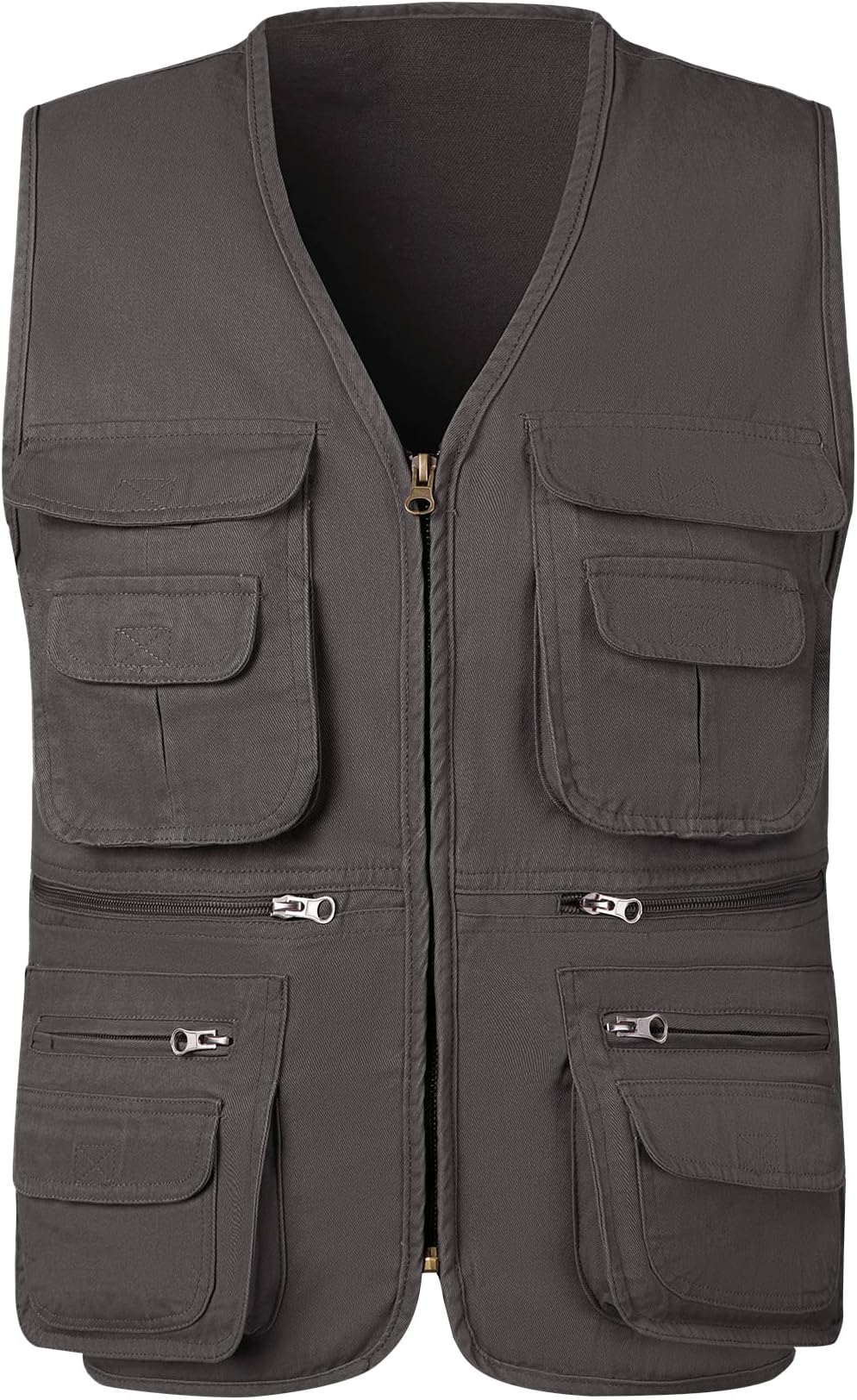 Men's Outdoor Travel Photo Vest Multi Pockets Cotton Vest Sleeveless Jacket Fishing Utility Vest