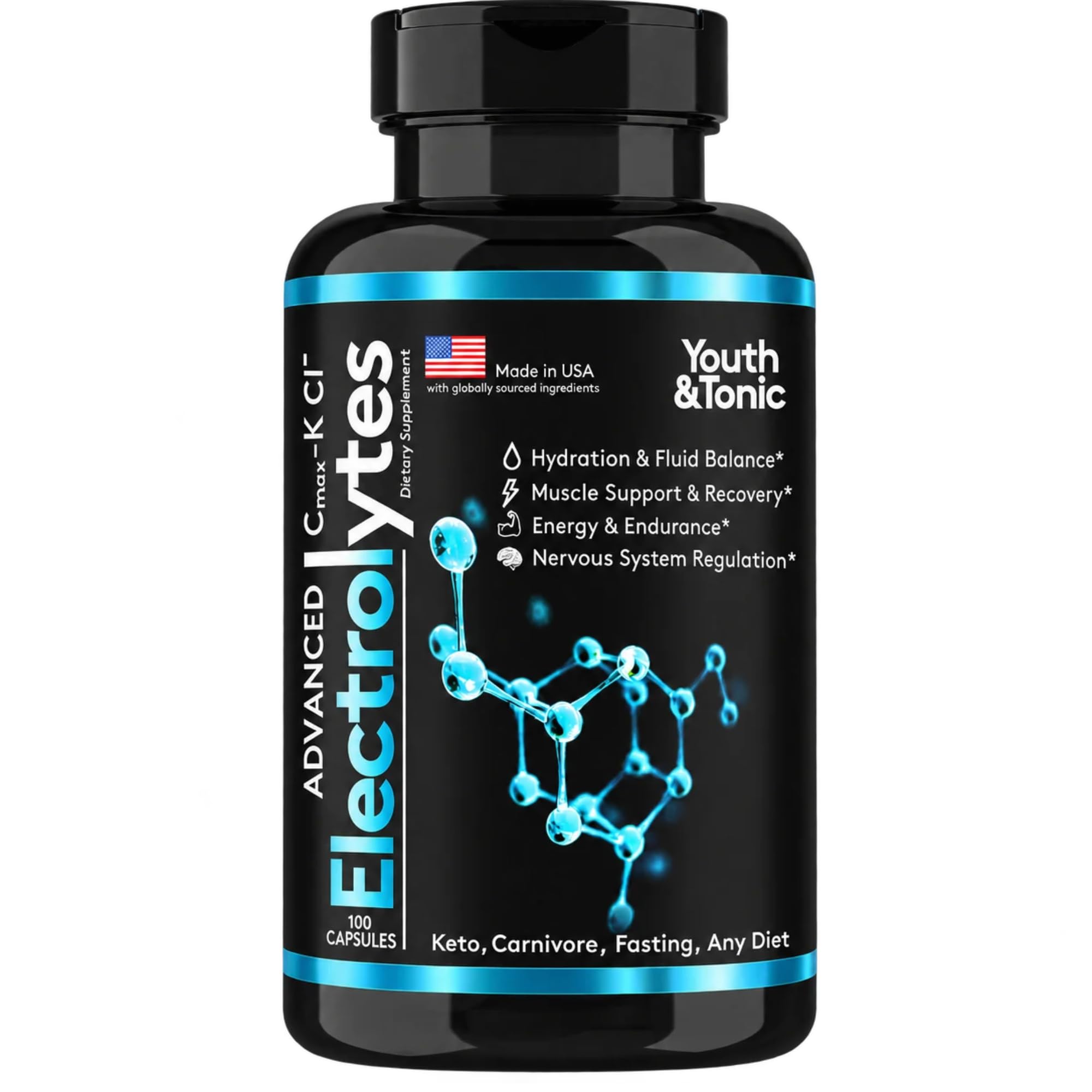 Vollständige Elektrolyt Ergänzung Pillen hohe Absorption | Cmax Kalium Chloride Magnesium Natrium Calcium Zink | Boost Endurance Muskel Erholung Mental Fokus | Salz Elektrolyte Tabletten | Keto Friendly