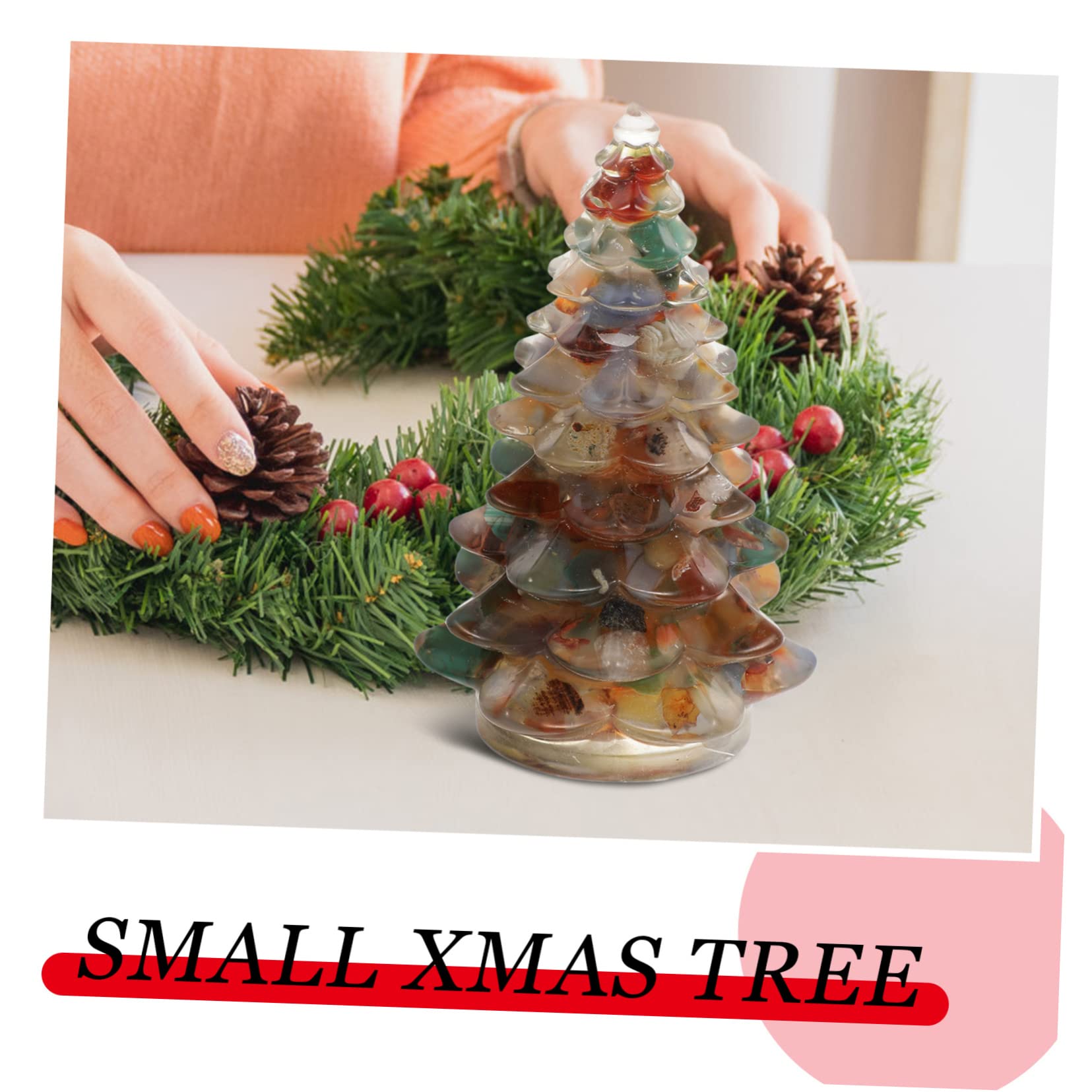 PRETYZOOM 5 Piezas Adornos para Arboles De Navidad Árboles De Mesa Adornos De Navidad Estatuilla del Árbol De Árbol De Epoxi De Mesa Decoración De Navideña Resina Sintética