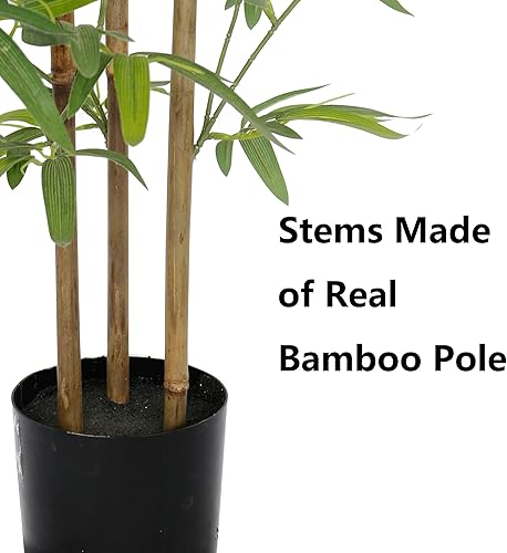 Miniatura 9 de SOFTFLAME Árbol artificial de bambú de 3 pies, planta de bambú sintético, planta artificial con 3 troncos, ideal para decoración de interiores y