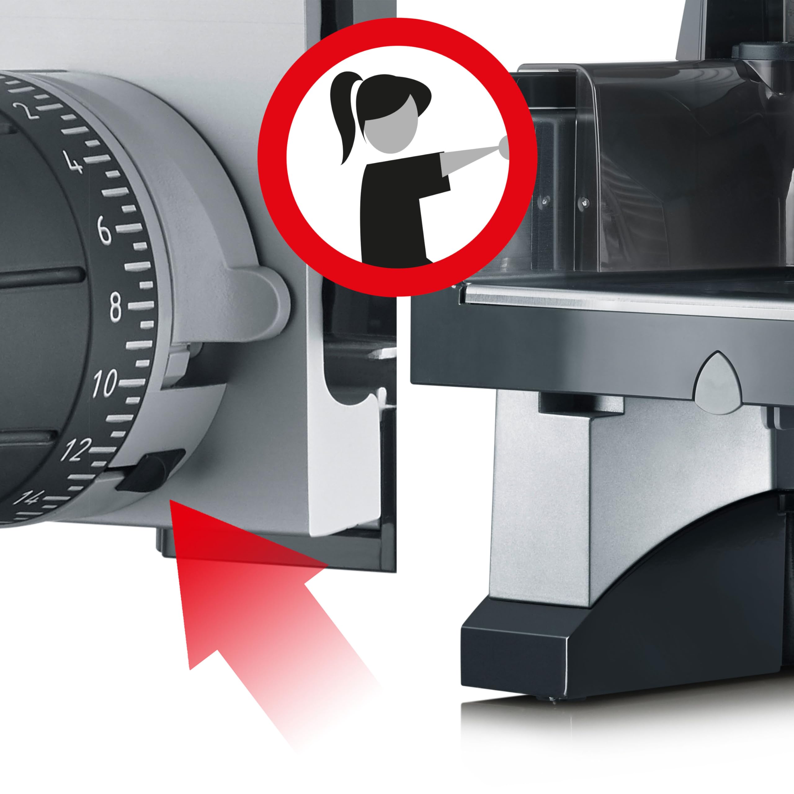 GRAEF Trancheuse Polyvalente SKS 300 Argent Avec Balance De Cuisine Et Embout MiniSlice 170 Mm Lame Dentelée En Acier Inoxydable 170 W Moteur Eco Power Motion