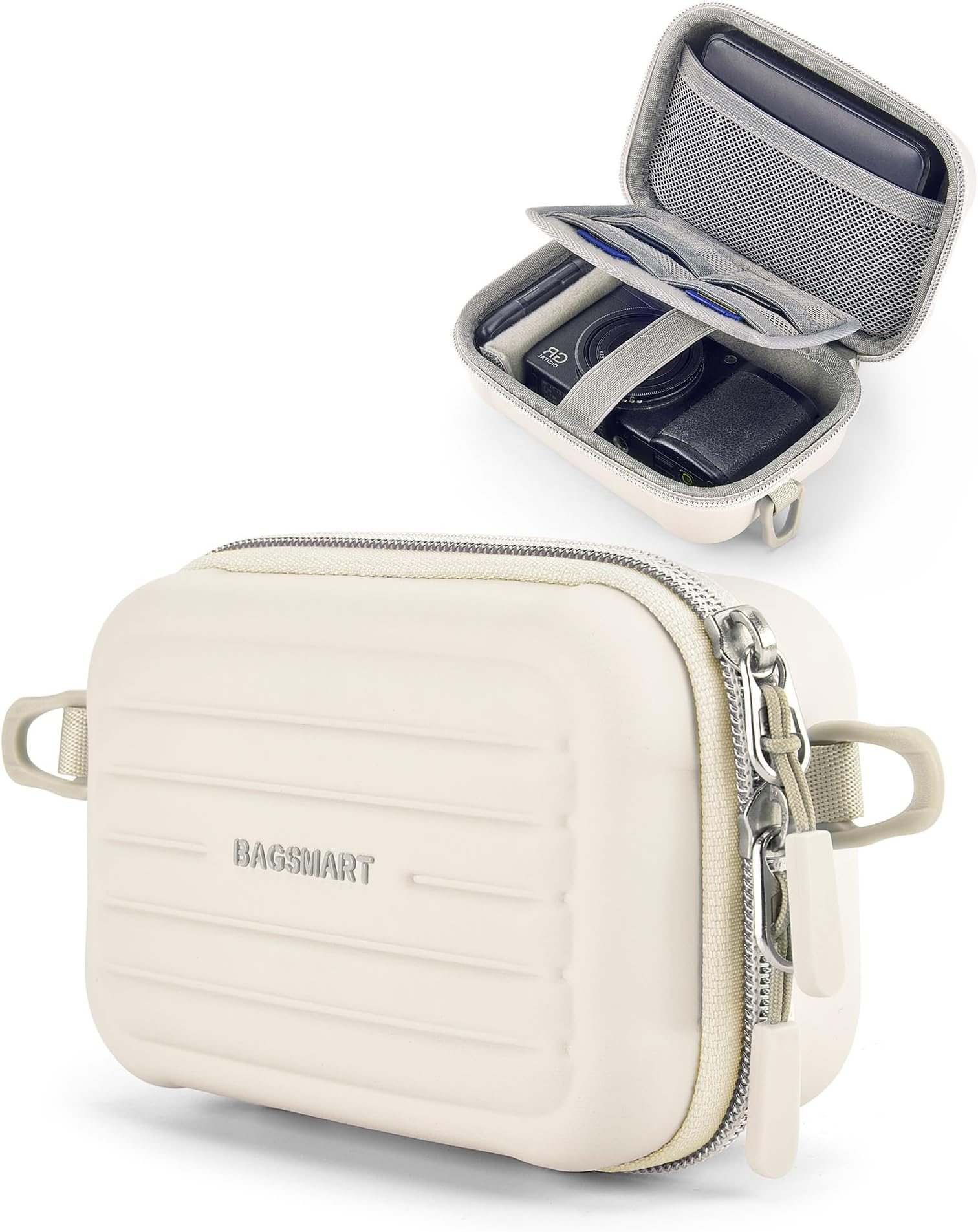 BAGSMART Digital Camera Case, Waterproof & Protective Small Camera Bag with 2 Carrying Ways, Lightweight Camera Sling Bag for Canon PowerShot SX740 HS/ELPH 180/190/G7 X Mark III, Sony Alpha 6700 Beige