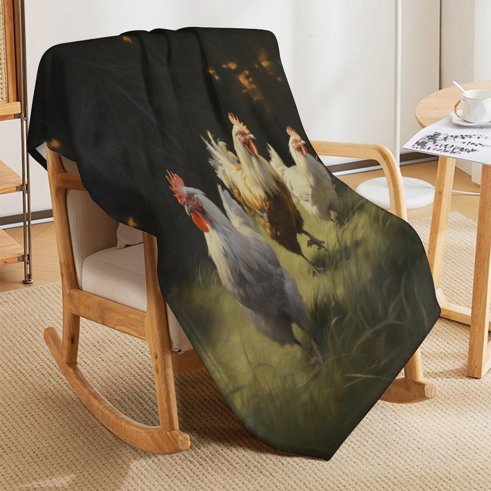 Decke Huhn Decken Tagesdecke - Weiche Flannel Decke Sofadecke - Wohndecke Sofaüberwurf Bettüberwurf 180×200cm