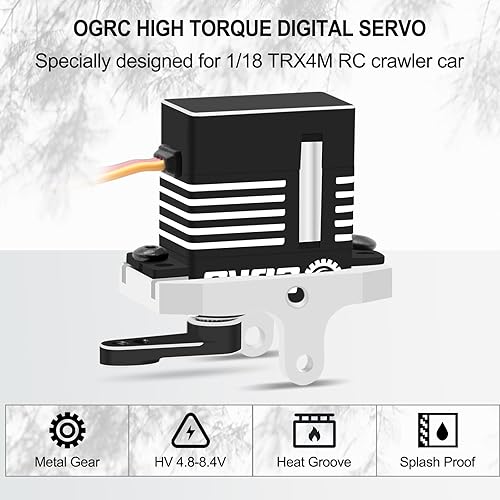 Miniatura 5 de OGRC - Servo digital de alto par para motor sin núcleo TRX4M Motor de dirección RC con servo montaje servo bocina y enlace de dirección de latón 118