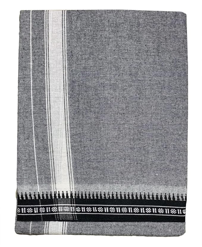 shri hari fabs Men’s Single Cotton Dhoti | Fine Quality Traditional Veshti with Thalapathi Border | 1.28 x 2.00 Mtrs Ash Color Mundu for Weddings, Festivals-picture-11