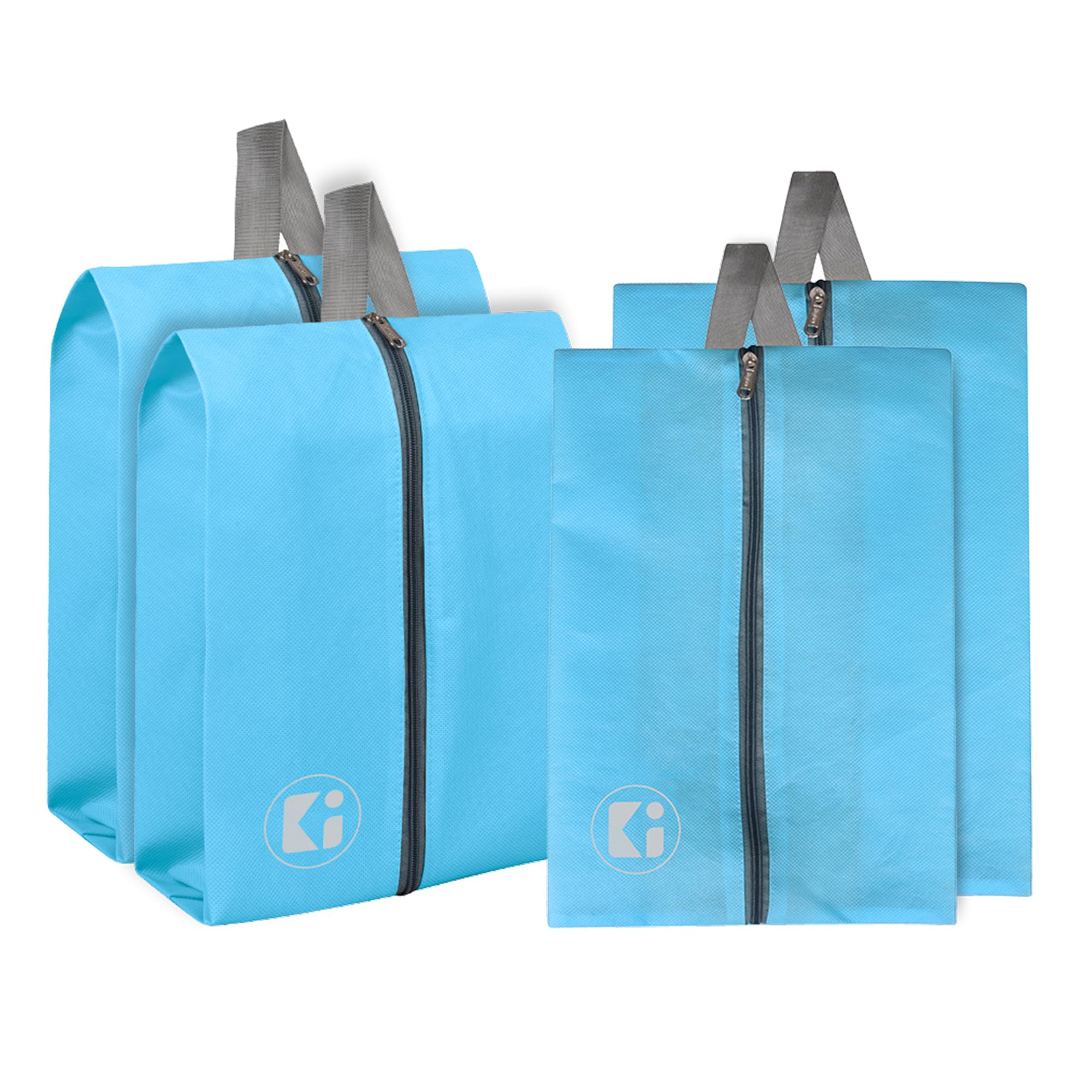 kuber industries Pack of 4 Travel Organizer: Toiletry Pouch With Chain, Shoe Carrying Bag, Multipurpose Storage Organizer, Shoe Cover for Hiking-Adventure - Sky Blue-picture-59