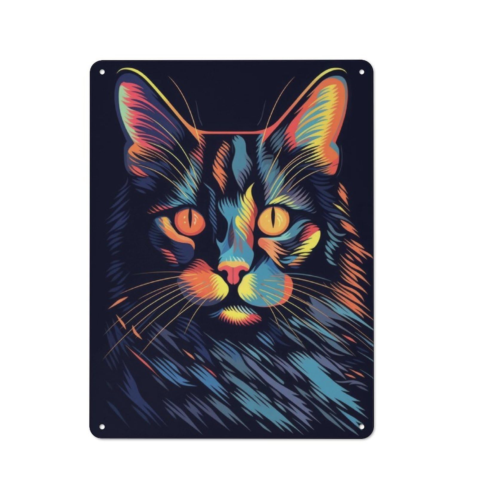 Junmoney Cat Popart Vintage Tin Sign 40X30cm With For Workshop Wall, For Kitchen, Dining Room And Home Bar Wall Decor