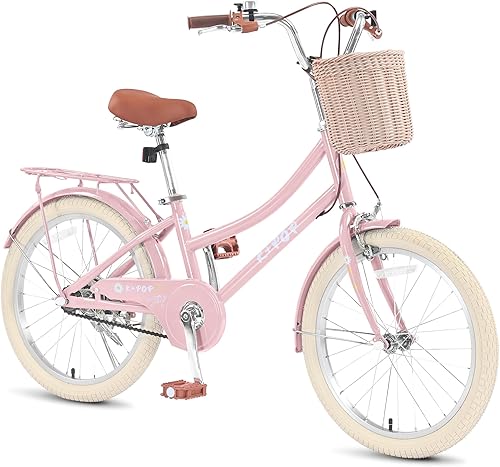 Bicicleta para niñas con cesta para 5 a 13 años, bicicleta para niños de 20 pulgadas con campana, bicicleta para niñas princesas, bicicletas de una
