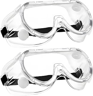 2 Piezas Gafas Protectoras Ajustable Gafas de Protección Laboratorio Gafas de Seguridad Trabajo Antivaho con Transparentes Lente óptica para Hombres y Mujeres