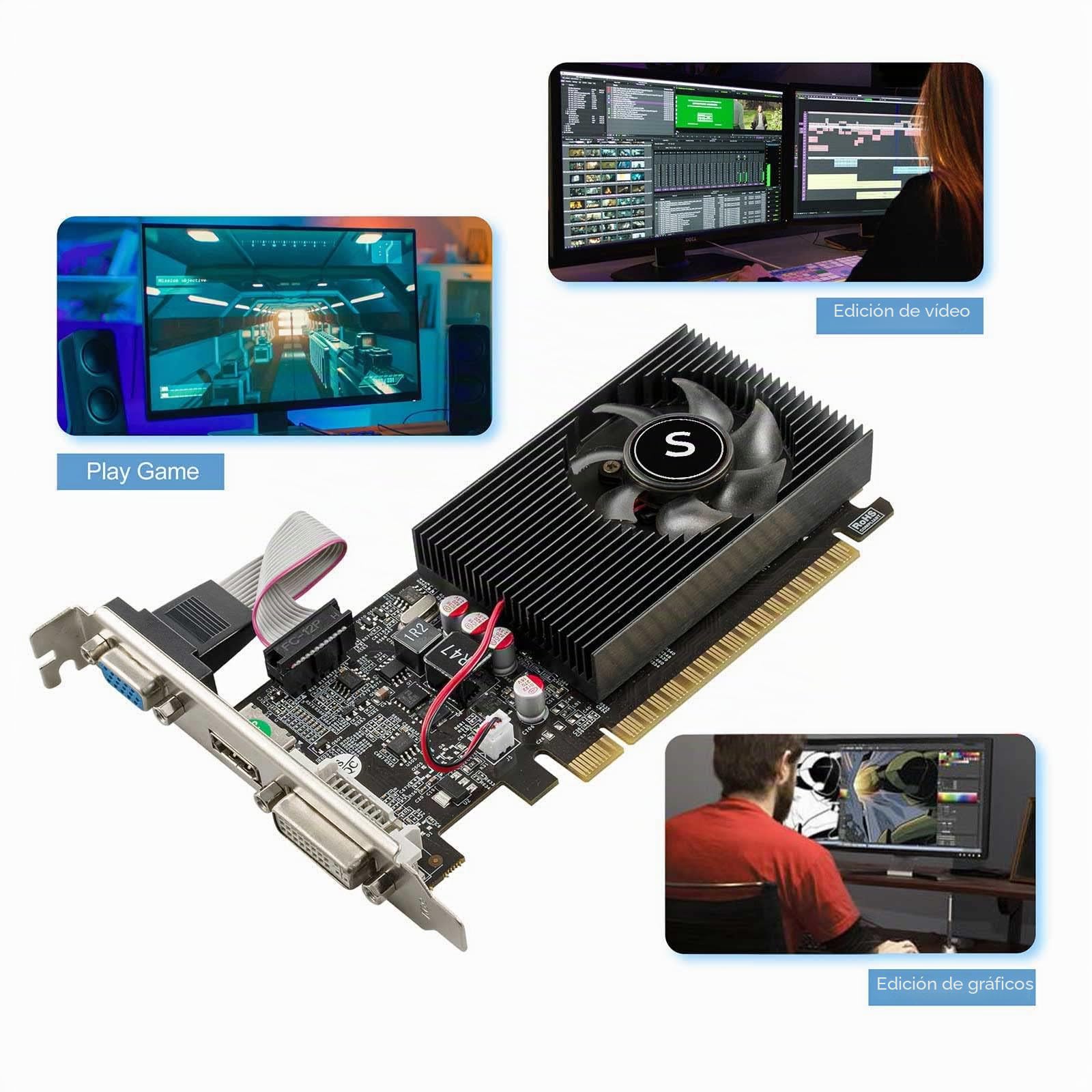 GT 730 Tarjetas gráficas, 4GB, DDR3, 128 -bits, VGA DVI HDMI, PC Video Card, GPU Computadora, Baja Potencia, PCI Express x16, Soporte 2K