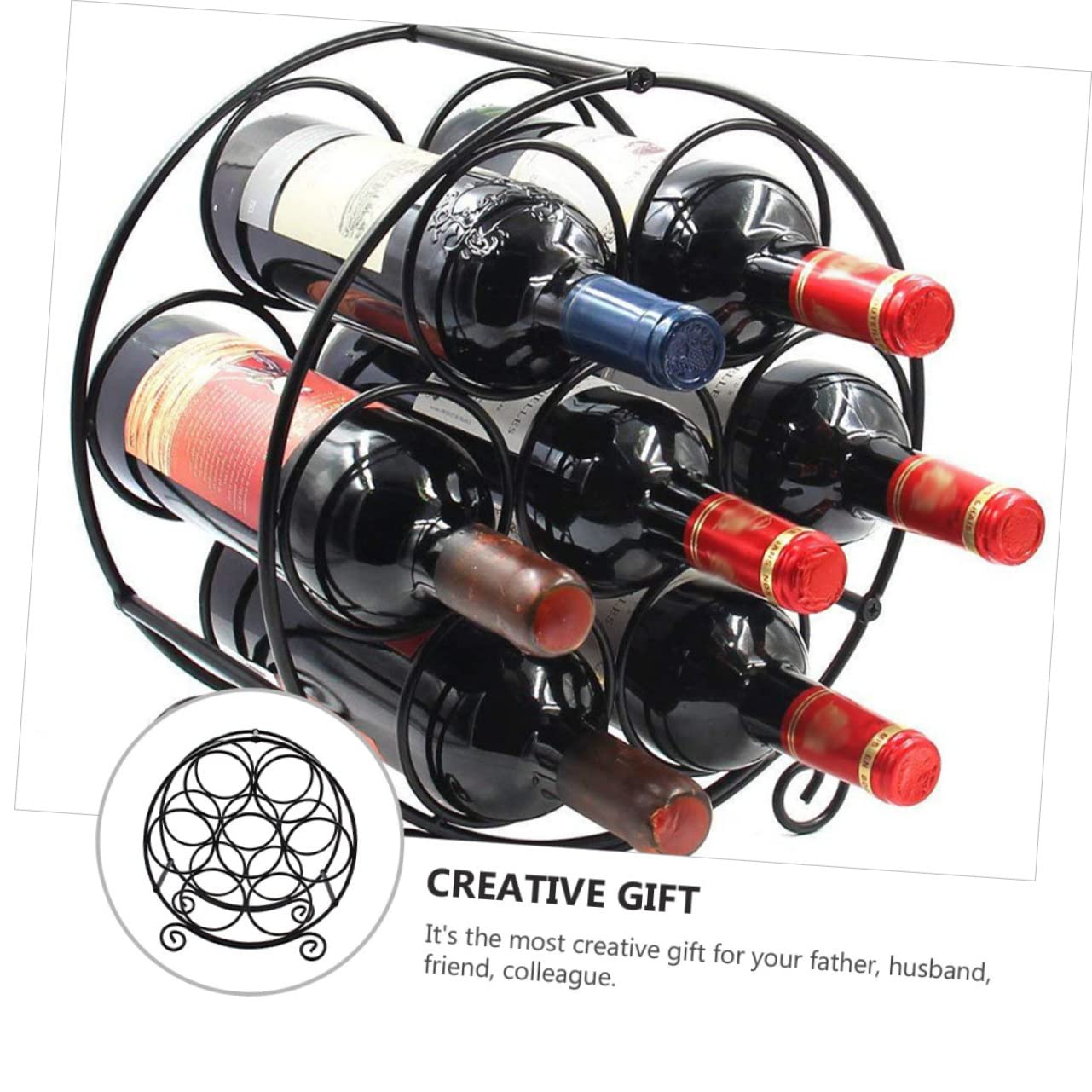 Cabilock Botellero de Hierro Negro Desmontable para Vino, Expositor | Organiza y Sostiene Botellas, Uso en Restaurante y Hogar, Obsequio Creativo para Esposo o Amigo