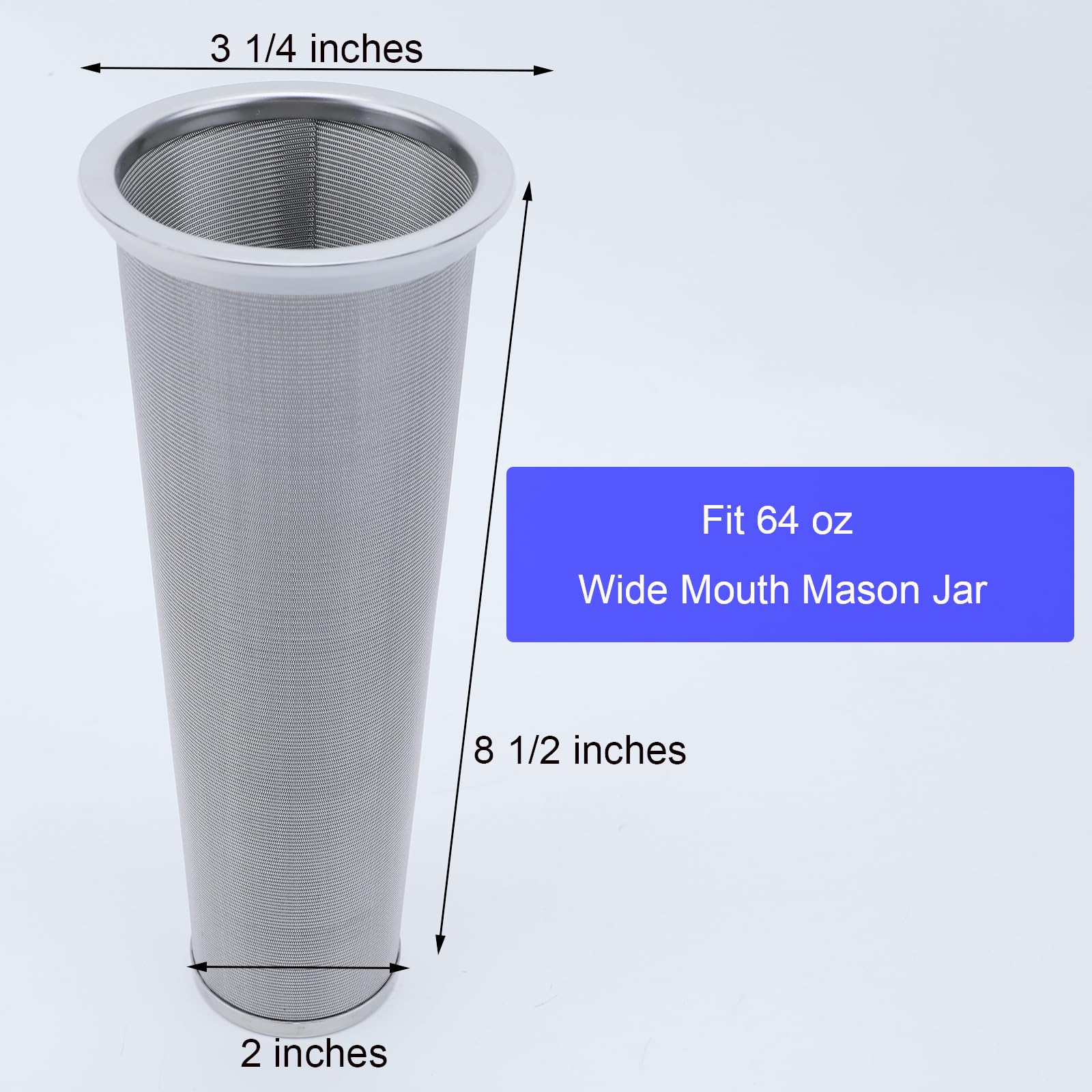 Fermus Filtre à café à froid pour infuseur à grand goulot Mason en acier inoxydable 304 avec anneau d'étanchéité pour thé, fruits, café