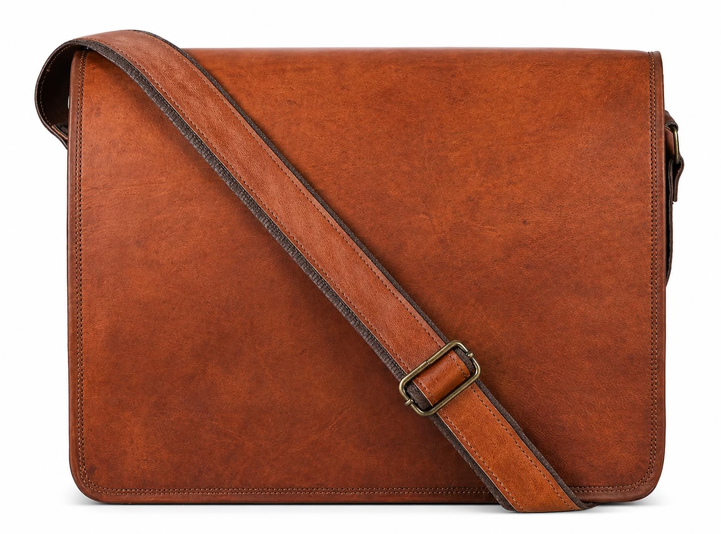 american blue Leather Messenger Bag Full Flap Laptop Briefcase Crossbody Satchel Shoulder Handmade Genuine Bag