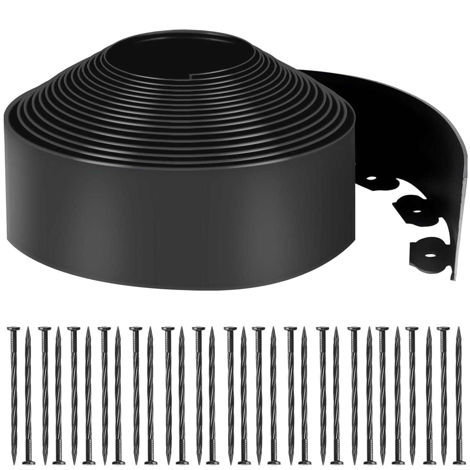 33 FT Landscape Edging No Dig, 4 in.Tall Garden Edging Border with 30 Spikes, Flexible Plastic Lawn Edging for Landscaping Flower Bed Yard Pathway(Black)-image-11