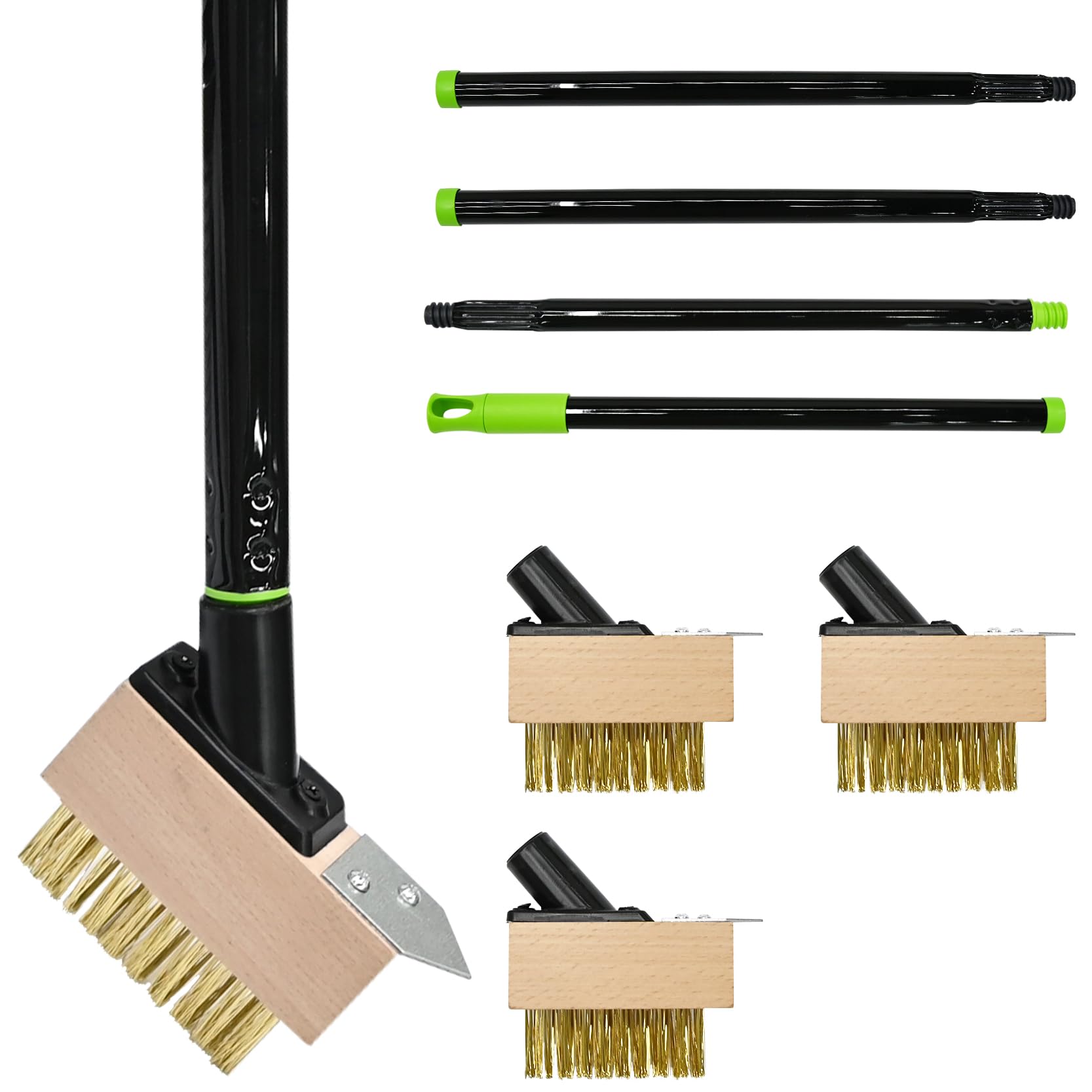 Armo® Weed and Moss Removal Brush, Telescopic Adjustable, Angled Bristle, for Cleaning Block, Paving, Driveway