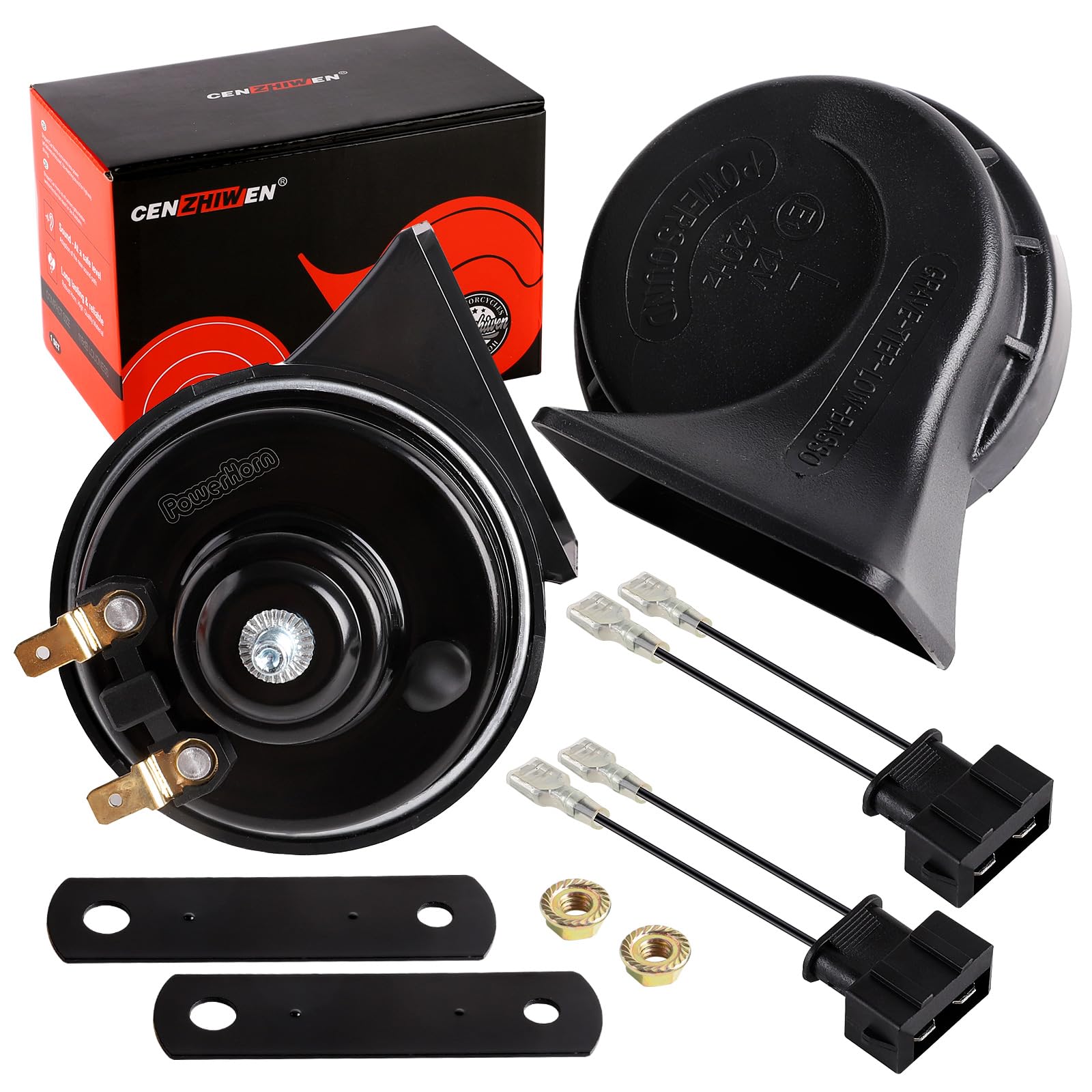 Car Horn loud 12v with 2+1 Pack Pigtail Converter ? Multifunction Loud High Low 2 Tone Auto Horn, Waterproof 130dB Electric Snails for Cars (Replacement for Audi)