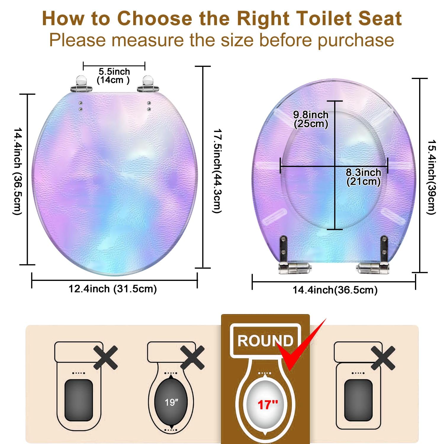 Asiento de inodoro redondo genérico para baño