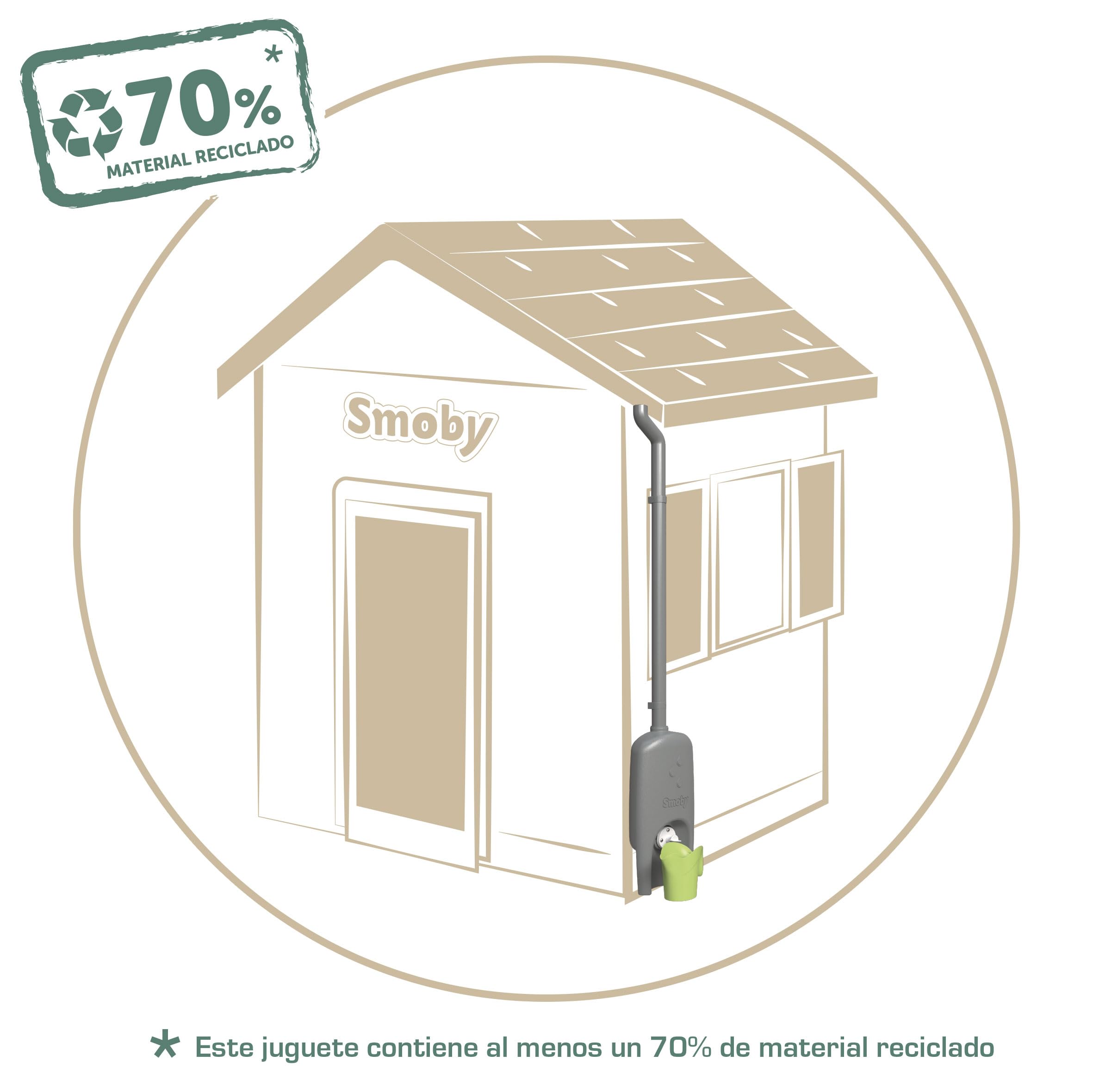 Smoby Life - Raccoglitore d'acqua - Grondaia, serbatoio, rubinetto, annaffiatoio - Trattamento anti UV - Materiale riciclato - Dai 2 anni - Prodotto in Francia