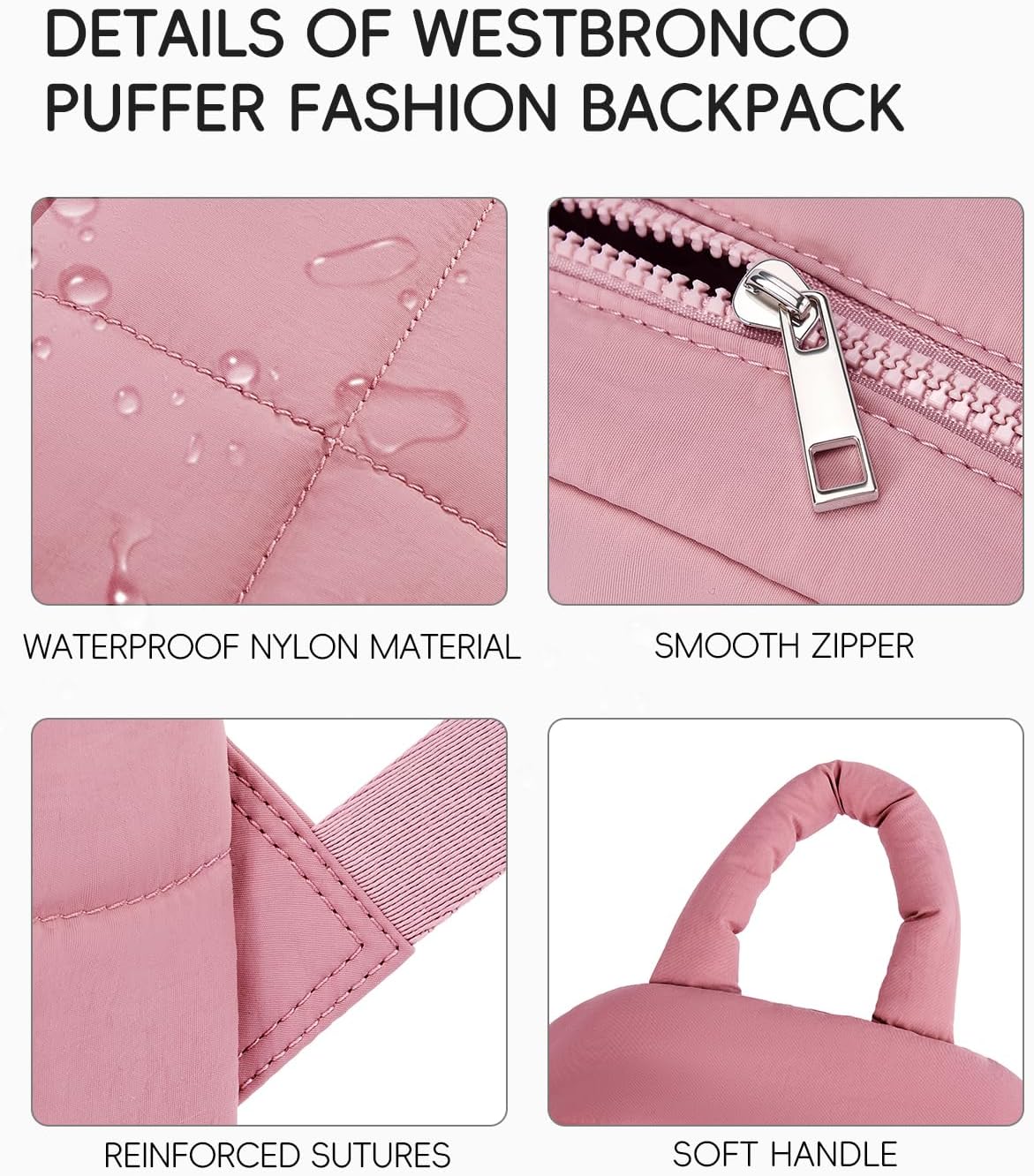 WESTBRONCO Mini Backpack for Women Nylon Small Fashion Backpacks Purse Puffer Lightweight Backpacks for Travel, Shopping, Daily - Image 4