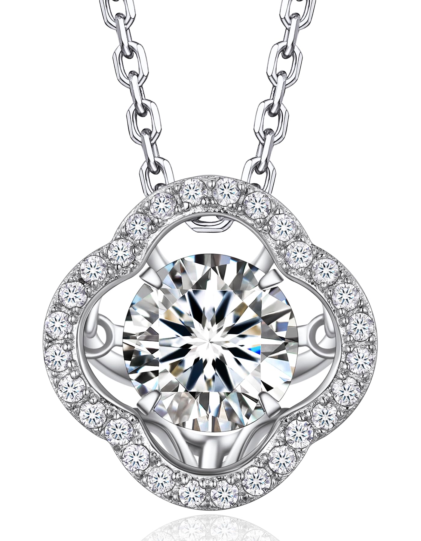 MomentWish Punto Luce Collana, 1Ct Moissanite Diamanti Ciondolo Collana Donna Argento 925 con Certificato Gra Gioielli Regalo Festa della Mamma Donna Compleanno