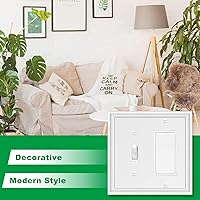 Vista 4 de Placa de pared decorativa moderna blanca, cubierta de interruptor de luz, cubiertas de enchufe decoradoras, placas de interruptor de palanca