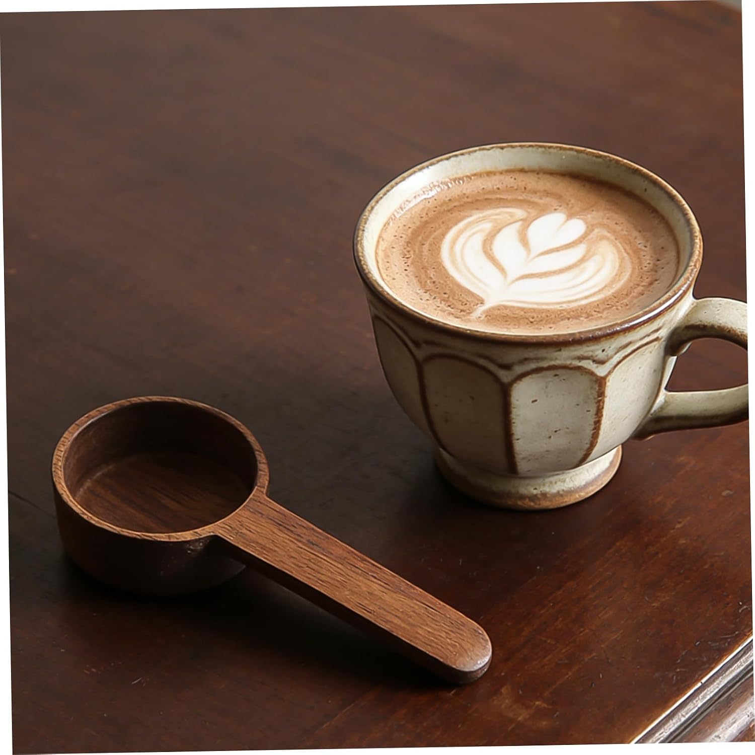 2pcs Wooden Coffee Scoop Set 8g Small Measuring Spoons Portable Multi-function Retro Coffee and Tea Ground Scoops with Short Handles for Household Use