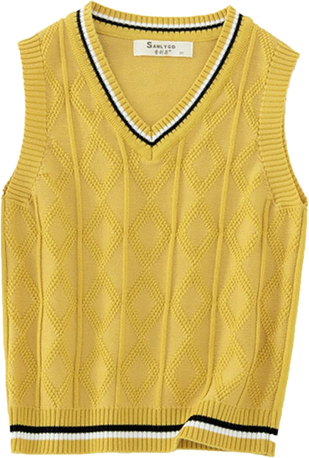 JEYPINMI School Uniform Vest for Girls Boy Knitted Pullover Tops Sleeveless Sweater Vest 1-8 Years