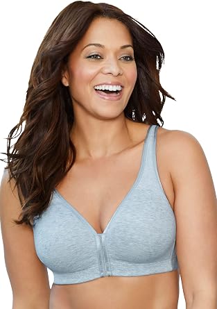 Catherines Womens Plus Size Wireless Front-Close Cotton Comfort Bra