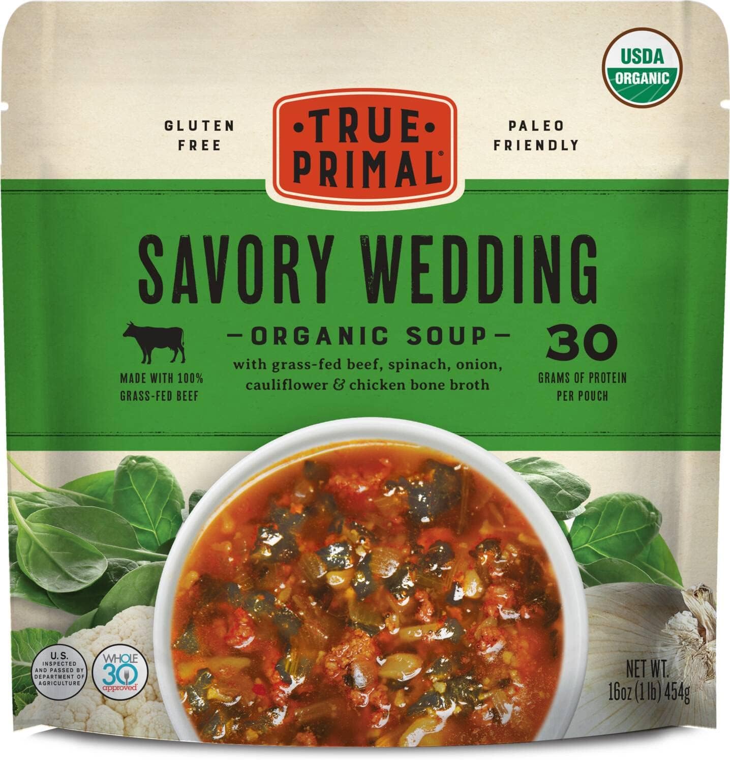 - True Primal Savory Wedding Organic Soup 8-pack, Ready to eat, Gluten free, Paleo, Grass-fed beef, Whole30, Keto, Bone broth