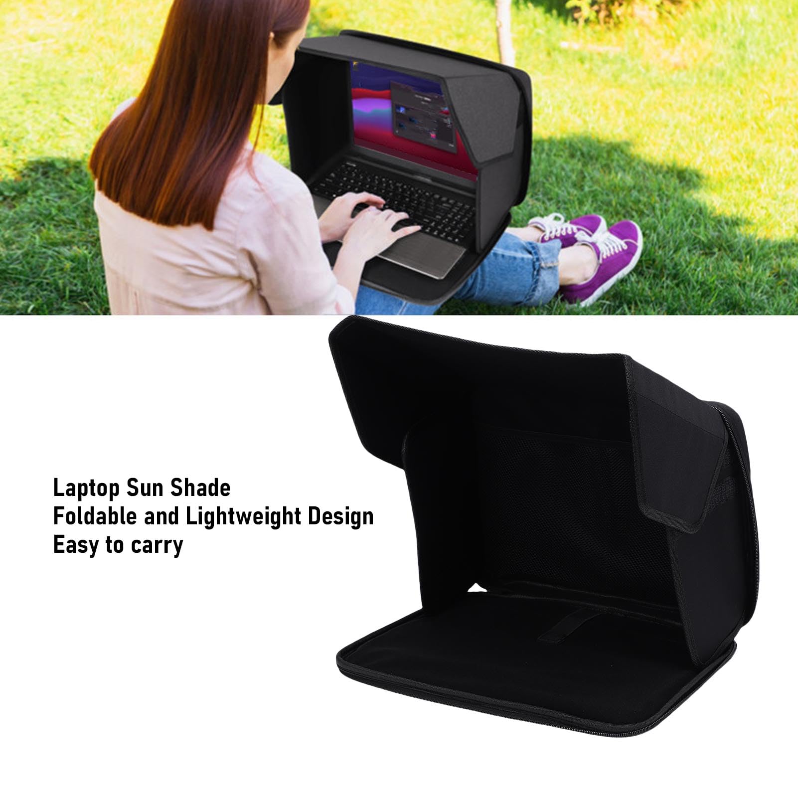 Naroote Sac Pare-Soleil Léger Pliable pour Ordinateur Portable, pour Travailler à L'extérieur, Capot de confidentialité pour Ordinateur Portable 14.6x10,6 Pouces