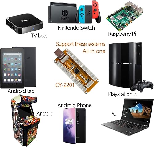 Miniatura 3 de Controlador de juego Arcade USB Encoder 2 Jugador Gamepad Cherry MX Microswitch Botón 8way Joystick para Nintendo Switch PC PS3 Retropie Raspberry