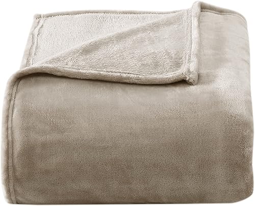 Poppy & Fritz Ropa de cama reversible de vellón de felpa ultrasuave, ligera decoración del hogar para todas las estaciones, tamaño King, beige sólido