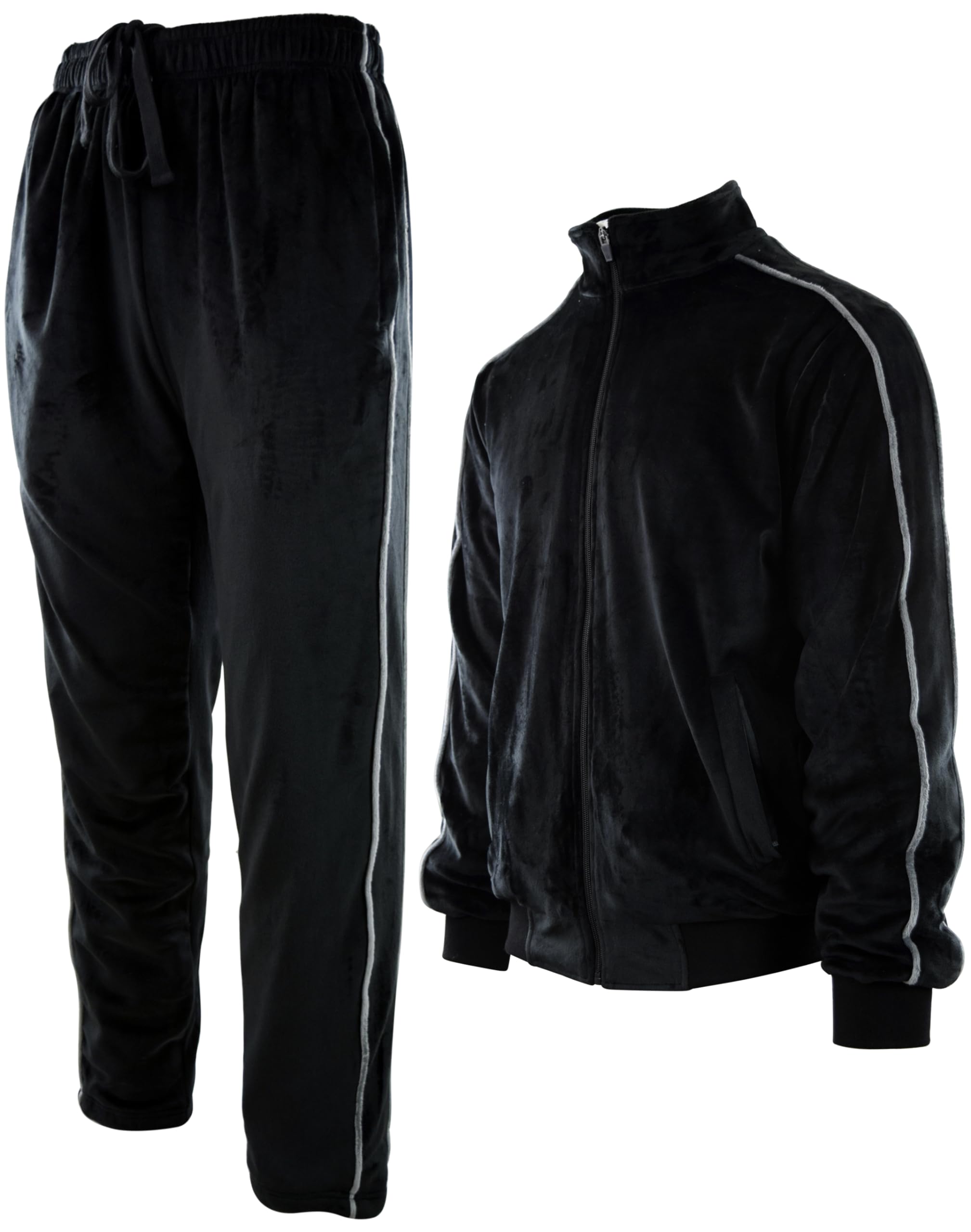 Mens Velour Set with Zippered Pockets and Velour Lining