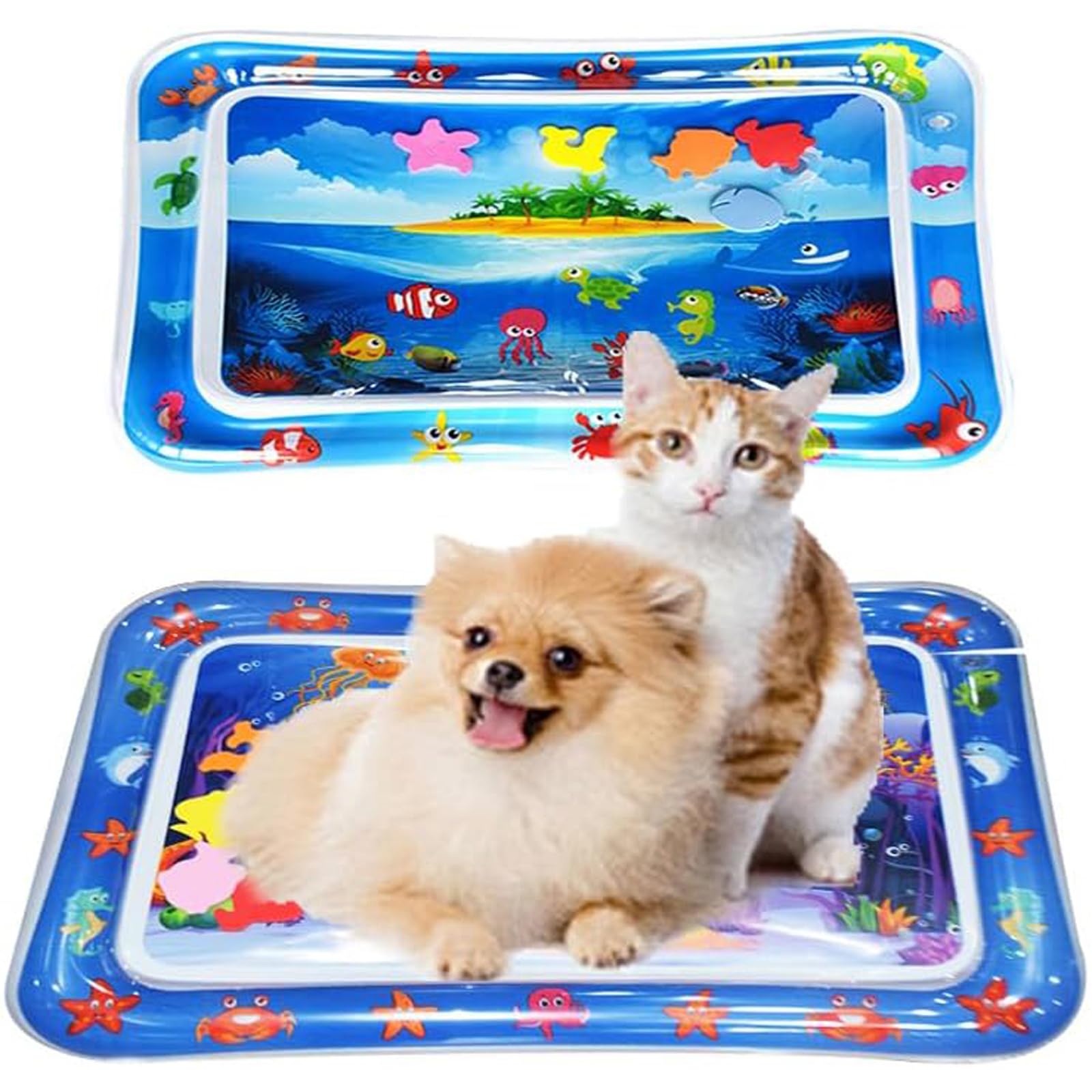 CHENRI Wassermatte Für Katzen, Sensorische Wasser Spielmatte für Katzen, Wassermatte Sensorisches Spielzeug, Sommer Wasserspielmatte, Interaktives Katzenspielzeug, Wasser Matte für Katze, Hunde (C)
