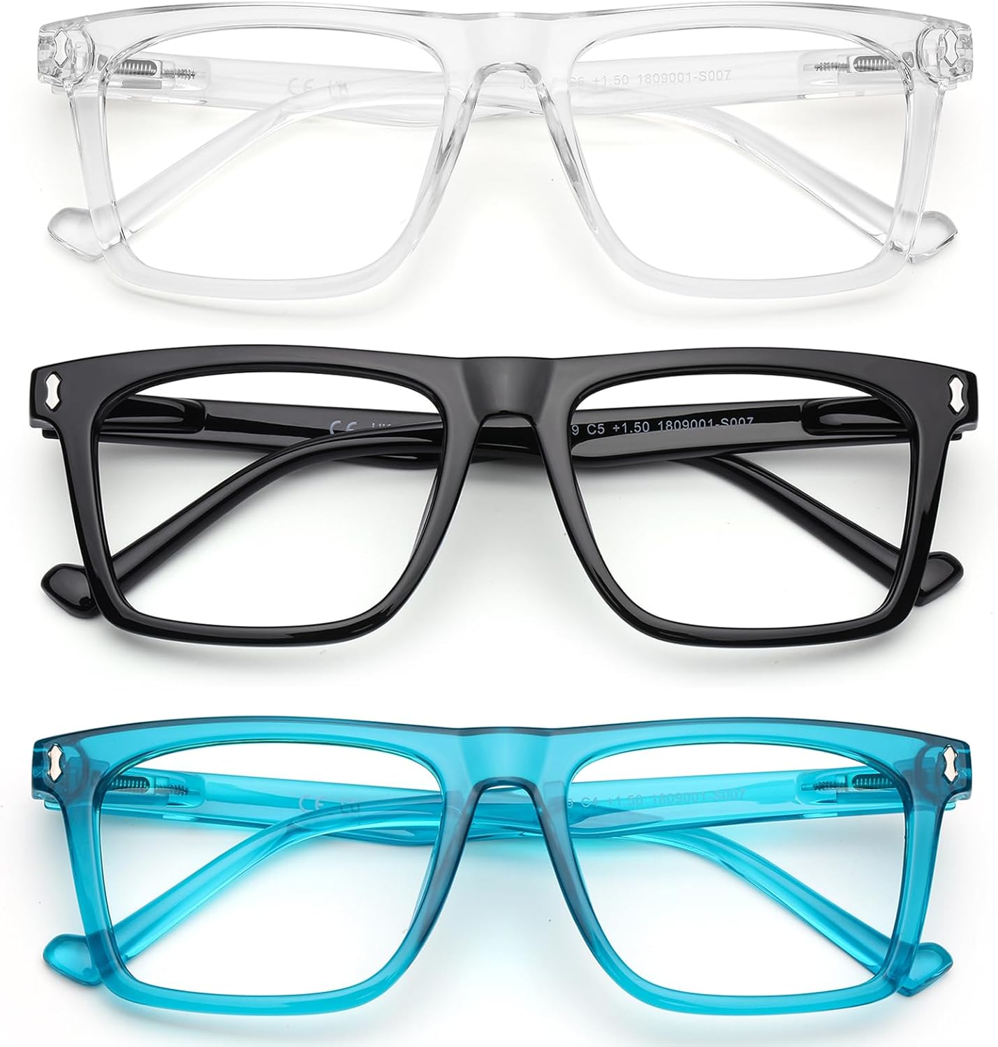 AQWANO Reading Glasses Men Women Computer Blue Light Blocking, Large Square Readers Cheaters with Spring Hinge - Image 7
