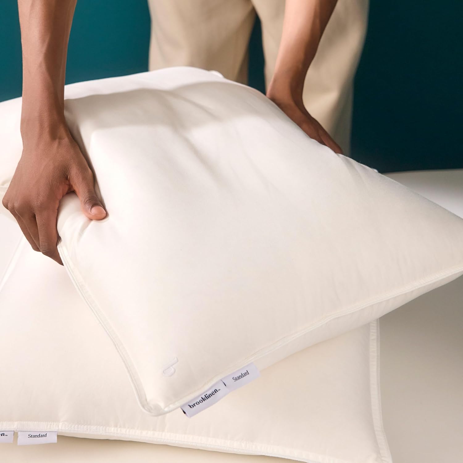 Brooklinen Luxury Canadian Down Pillow - Standard Size, Soft Plush - Premium Duck Down & Feather Fill - 100% Cotton Sateen Shell - Oeko-TEX & DOWNMARK Certified - Hotel Quality (Includes 1 Pillow)