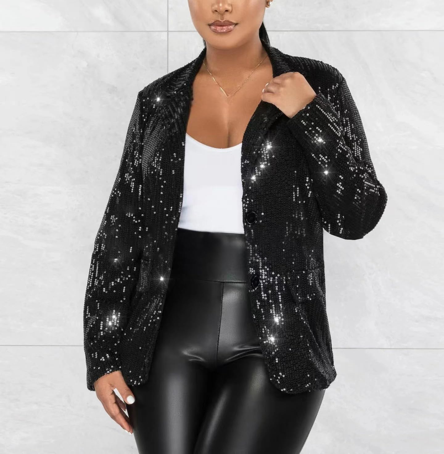 Rebeca Mujer,Chaqueta De Lentejuelas para Mujer Cárdigan De Fiesta De Discoteca con Purpurina Y Manga Larga con Abertura Frontal Elegante Y Formal con Lentejuelas De Carnaval Color Negro Verde XXL
