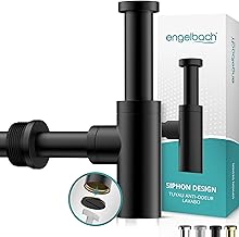 Engelbach Bathroom Sink Siphon – 1 1/4 x 32 mm Adjustable with Cleaning Opening – Universal Model with Anti-Odour Rubber Sleeve