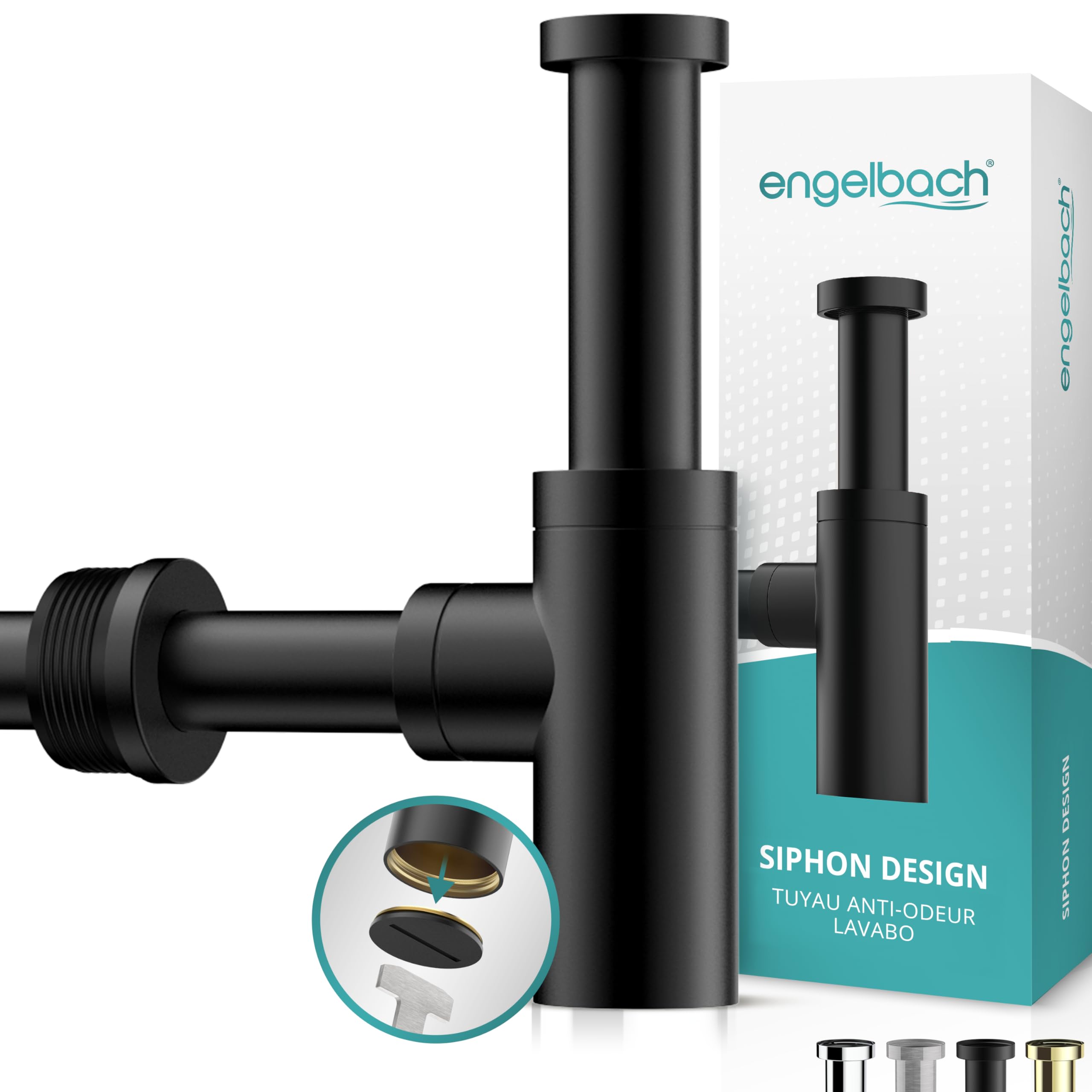 Siphon lavabo anti-odeur Engelbach réglable avec ouverture de nettoyage