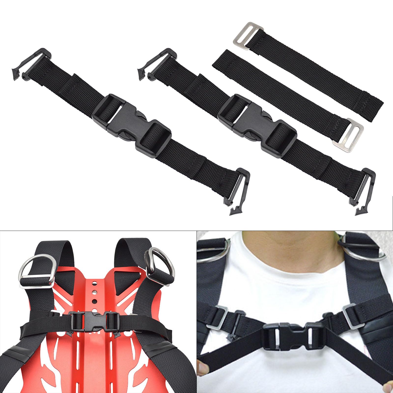GKOXUQ Diving Backmount Fixed Strap Backpack Chest Strap Wear Scubas Diving Underwater Webbing Sidemount Buckle