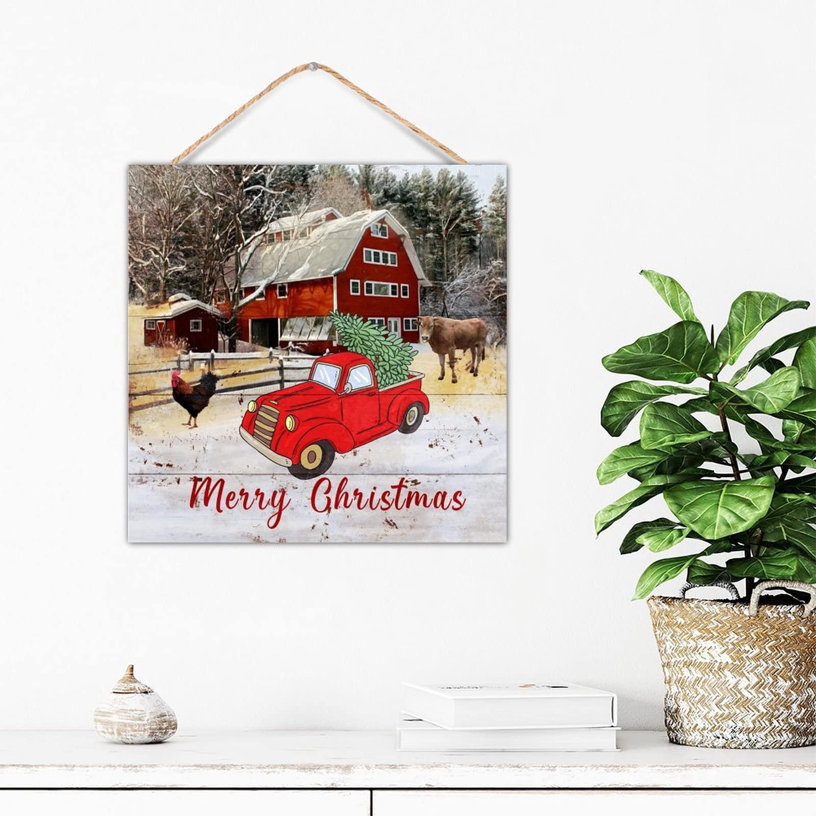Décoration murale pour extérieur de Noël : panneau camion d'hiver