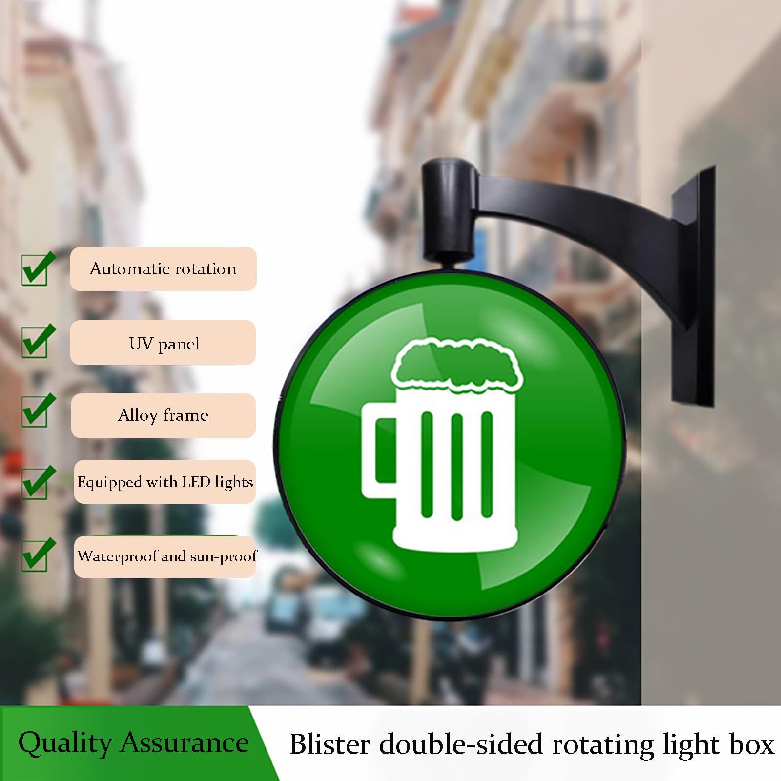 LED-Leuchtschild, doppelseitiger, wasserfester Werbeleuchtkasten für Gewerbe und Gastronomie (40cm)