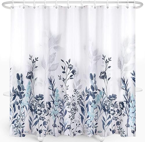 Cortina de ducha floral para baño, cortina de ducha de flores de acuarela con 12 ganchos, decoración de baño para el hogar, bañeras, fácil cuidado,