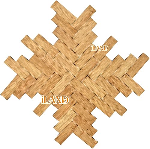 Miniatura 8 de iLAND Suelo de casa de muñecas en escala 112, tablas de piso de casa de muñecas de bambú geométrico para muebles de casa de muñecas (rectangular, 48
